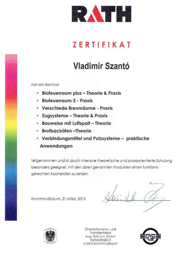 certifikat Rath 2013